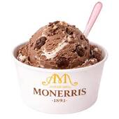Helado gianduia con chocolate blanco y uvas pasas al brandy